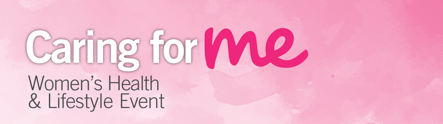 Pink background with flowers and text "Caring for Me"